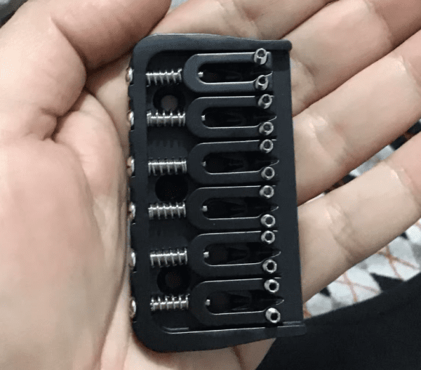 Premium 6-String Fixed Bridge for Electric Guitars: Enhanced Sustain and String Stability in Black or Chrome Finish