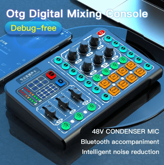 Professional M6 Live Sound Card with Bluetooth 5.0 & Voice Changer for Mobile Broadcasting