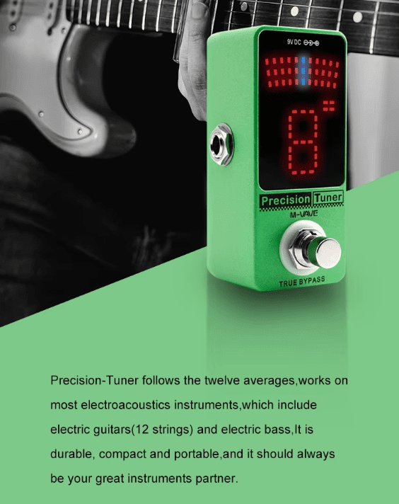 VAVE Precision Tuner Pedal with True Bypass – LED Display for Chromatic Guitar & Bass Tuning