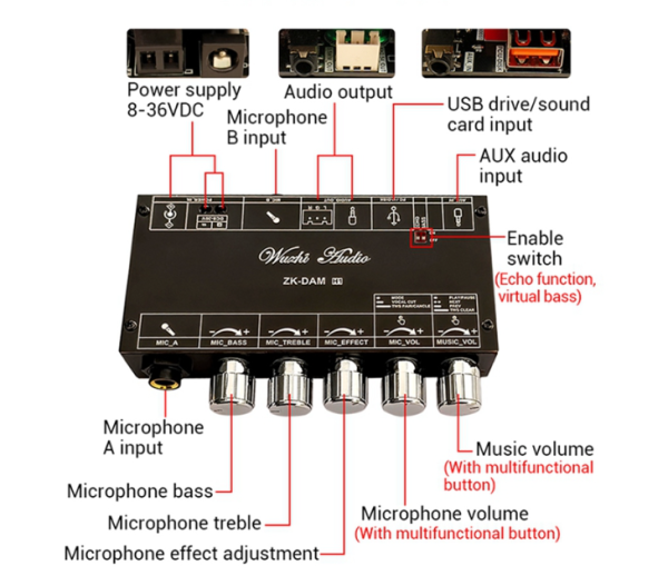 Wireless Karaoke Front-End Board with USB and Bluetooth for Effortless Singing Sessions